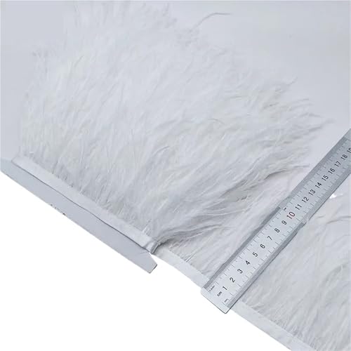 2/5/10 Yards Straußenfederband Straußenfedern Trim Fransen Kleidung Dekoration für Bastelarbeiten Hochzeit Party Dekoration(White,5 Yards) von ZYFHYU