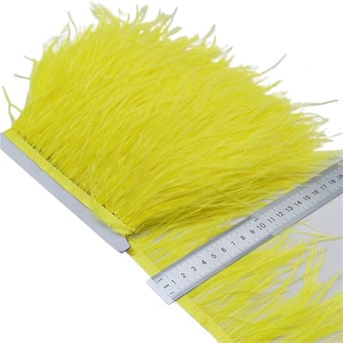 2/5/10 Yards Straußenfederband Straußenfedern Trim Fransen Kleidung Dekoration für Bastelarbeiten Hochzeit Party Dekoration(Yellow,5 Yards) von ZYFHYU