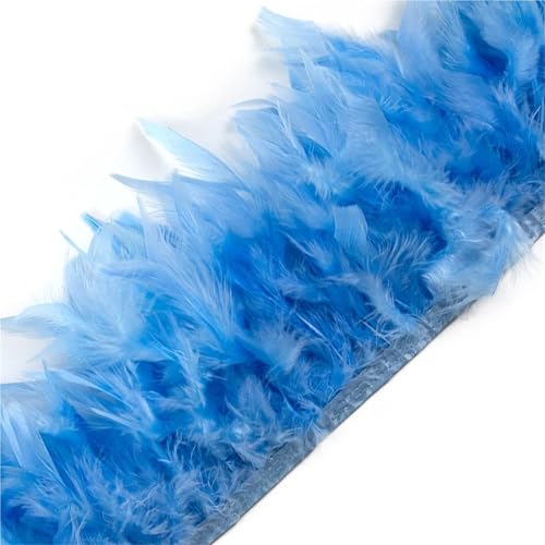 2 Meter Federbesatz, Fransen, Höhe 10–15 cm, Hochzeit, Kleidung, Kleid, Dekoration, DIY, Federband, Nähen, Basteln für Bastelarbeiten Hochzeit Party Dekoration(Blue) von ZYFHYU