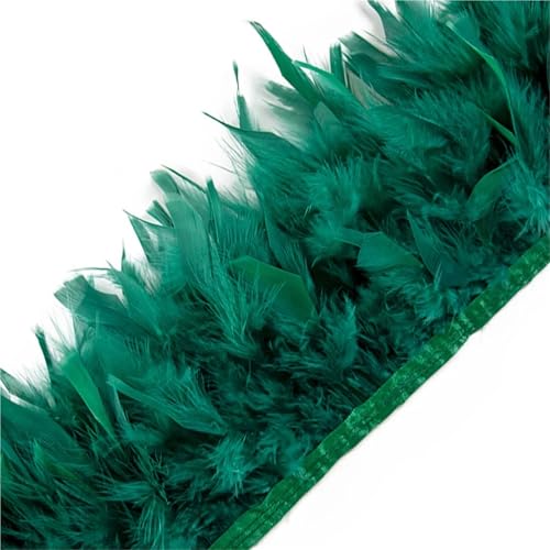 2 Meter Federbesatz, Fransen, Höhe 10–15 cm, Hochzeit, Kleidung, Kleid, Dekoration, DIY, Federband, Nähen, Basteln für Bastelarbeiten Hochzeit Party Dekoration(Green) von ZYFHYU