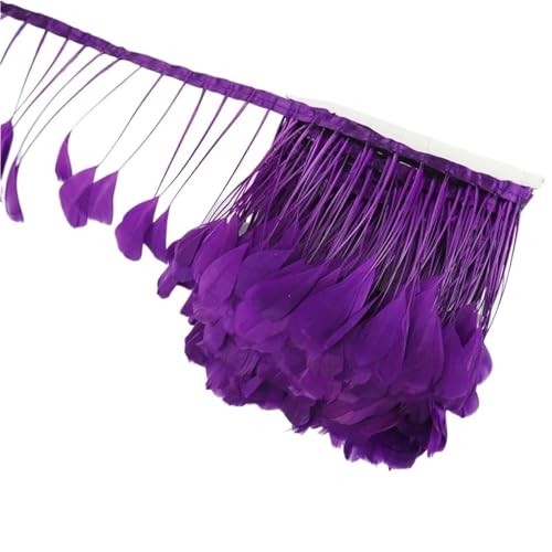 2 Meter Federbesatz Band Basteln Fransen Quaste Federn Künstliche Dekorationen Hochzeit Handwerk Zubehör Dekor für Bastelarbeiten Hochzeit Party Dekoration(Dark Purple) von ZYFHYU