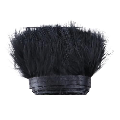 2 Meter Flauschiges Federband, 8–10 cm Feder for Basteln, Fransen, Nähen, Hochzeit, Party, Kleidung, Kleid, Dekoration für Bastelarbeiten Hochzeit Party Dekoration(Black) von ZYFHYU