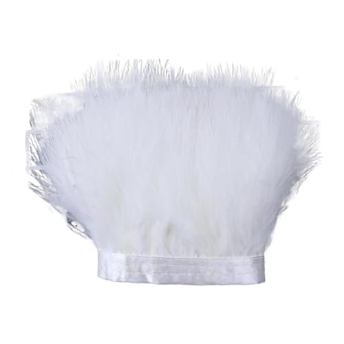 2 Meter Flauschiges Federband, 8–10 cm Feder for Basteln, Fransen, Nähen, Hochzeit, Party, Kleidung, Kleid, Dekoration für Bastelarbeiten Hochzeit Party Dekoration(White) von ZYFHYU