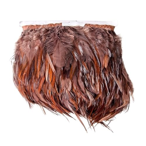 2 Meter Hahnenfederbesatz for Kleidung, Kleid, Nähzubehör, Federn, Band, Hochzeit, Karneval, Dekoration, , 10–15 cm für Bastelarbeiten Hochzeit Party Dekoration(Deep Coffee) von ZYFHYU