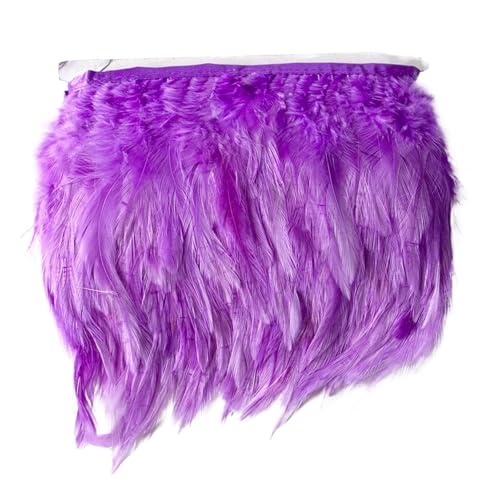 2 Meter Hahnenfederbesatz for Kleidung, Kleid, Nähzubehör, Federn, Band, Hochzeit, Karneval, Dekoration, , 10–15 cm für Bastelarbeiten Hochzeit Party Dekoration(Light Purple) von ZYFHYU
