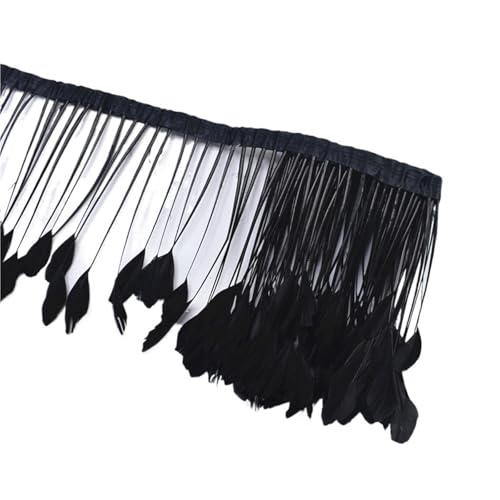 2 Yards gefärbte Schwanzfedern, Fransenfedern for Basteln, Band, Hochzeitskostüme für Bastelarbeiten Hochzeit Party Dekoration(Black) von ZYFHYU