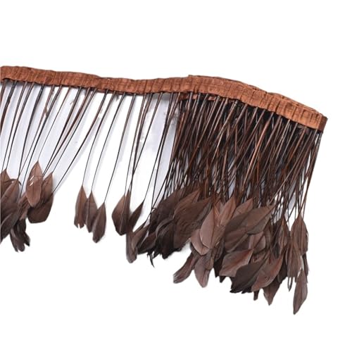 2 Yards gefärbte Schwanzfedern, Fransenfedern for Basteln, Band, Hochzeitskostüme für Bastelarbeiten Hochzeit Party Dekoration(Brown) von ZYFHYU