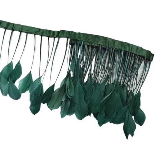 2 Yards gefärbte Schwanzfedern, Fransenfedern for Basteln, Band, Hochzeitskostüme für Bastelarbeiten Hochzeit Party Dekoration(Dark Green) von ZYFHYU