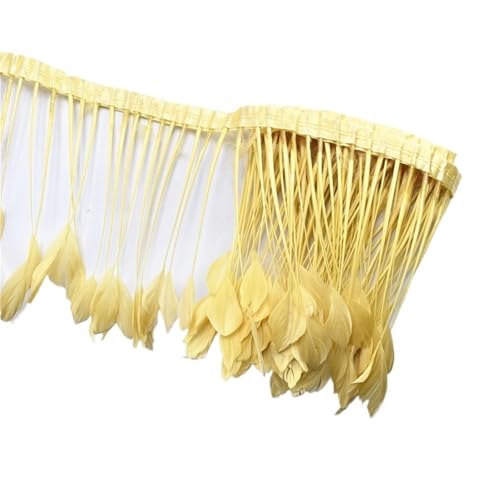 2 Yards gefärbte Schwanzfedern, Fransenfedern for Basteln, Band, Hochzeitskostüme für Bastelarbeiten Hochzeit Party Dekoration(Ginger Yellow) von ZYFHYU