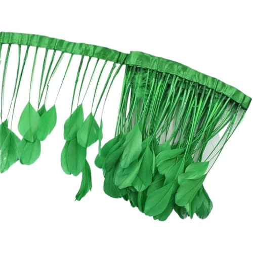 2 Yards gefärbte Schwanzfedern, Fransenfedern for Basteln, Band, Hochzeitskostüme für Bastelarbeiten Hochzeit Party Dekoration(Grass Green) von ZYFHYU