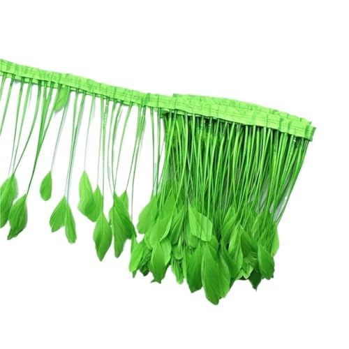 2 Yards gefärbte Schwanzfedern, Fransenfedern for Basteln, Band, Hochzeitskostüme für Bastelarbeiten Hochzeit Party Dekoration(Green2) von ZYFHYU