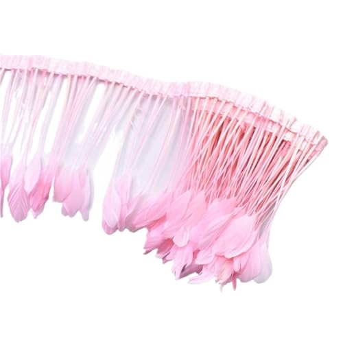 2 Yards gefärbte Schwanzfedern, Fransenfedern for Basteln, Band, Hochzeitskostüme für Bastelarbeiten Hochzeit Party Dekoration(Pink) von ZYFHYU
