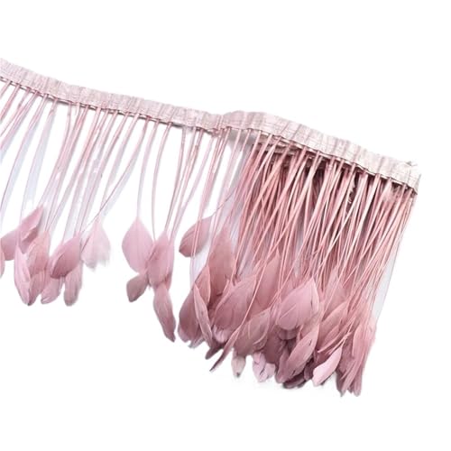 2 Yards gefärbte Schwanzfedern, Fransenfedern for Basteln, Band, Hochzeitskostüme für Bastelarbeiten Hochzeit Party Dekoration(Pink2) von ZYFHYU