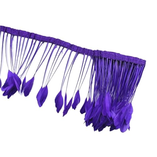 2 Yards gefärbte Schwanzfedern, Fransenfedern for Basteln, Band, Hochzeitskostüme für Bastelarbeiten Hochzeit Party Dekoration(Purple) von ZYFHYU
