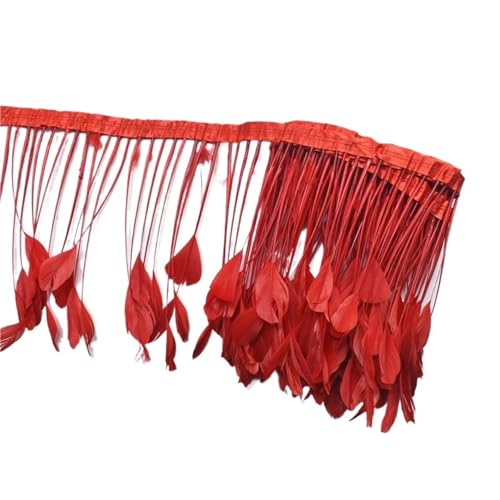 2 Yards gefärbte Schwanzfedern, Fransenfedern for Basteln, Band, Hochzeitskostüme für Bastelarbeiten Hochzeit Party Dekoration(Red) von ZYFHYU