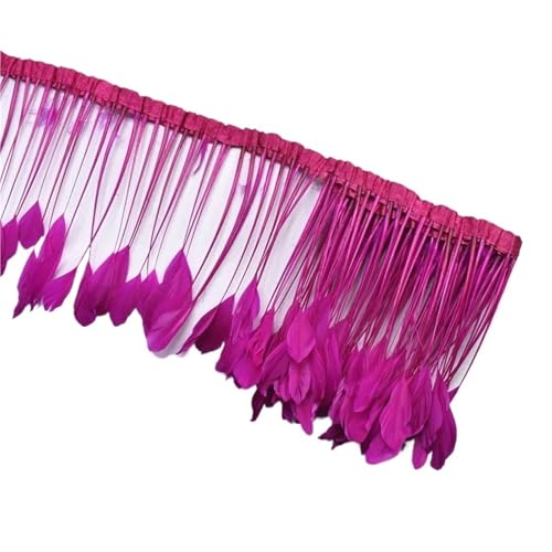 2 Yards gefärbte Schwanzfedern, Fransenfedern for Basteln, Band, Hochzeitskostüme für Bastelarbeiten Hochzeit Party Dekoration(Rose red) von ZYFHYU