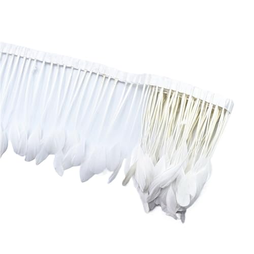 2 Yards gefärbte Schwanzfedern, Fransenfedern for Basteln, Band, Hochzeitskostüme für Bastelarbeiten Hochzeit Party Dekoration(White) von ZYFHYU