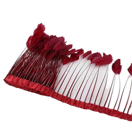 2 m 6–8 Zoll Federborte zur Herstellung von Schmuck, Karneval, Dekoration, Kunsthandwerk, schöne Federn, Fransen, Band, Zubehör für Bastelarbeiten Hochzeit Party Dekoration(Purple) von ZYFHYU