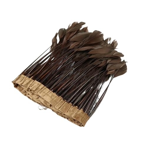 2 m farbige Gänsefedern for Hochzeit, Schmuck, Kleid, Dekorationen, Fransen, Kleidung, DIY, Kunsthandwerk, Karneval, Party, gefärbte Federn für Bastelarbeiten Hochzeit Party Dekoration(Coffee) von ZYFHYU