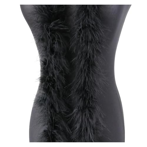20 Gramm Truthahnfedern, weicher Federschal for Hochzeit, Kleidung, Dekoration, Schal, 2 Meter Federnbesatz für Bastelarbeiten Hochzeit Party Dekoration(Black) von ZYFHYU