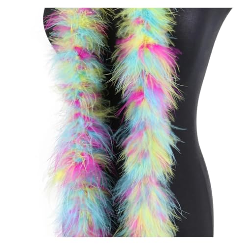 20 Gramm Truthahnfedern, weicher Federschal for Hochzeit, Kleidung, Dekoration, Schal, 2 Meter Federnbesatz für Bastelarbeiten Hochzeit Party Dekoration(Rainbow Color) von ZYFHYU