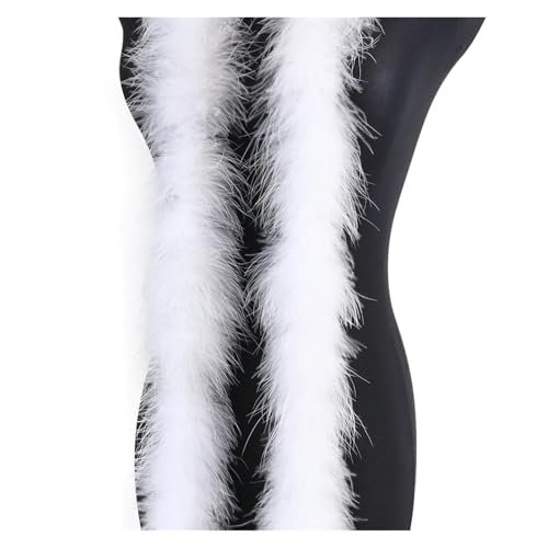 20 Gramm Truthahnfedern, weicher Federschal for Hochzeit, Kleidung, Dekoration, Schal, 2 Meter Federnbesatz für Bastelarbeiten Hochzeit Party Dekoration(White) von ZYFHYU