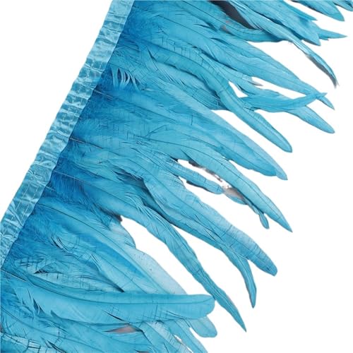25–30 cm Hahnenfederbesatz, Hühnerfedern, Besatz, Hahnenschwanzfeder, Band, Kleid, Rock, Kostüm, Karneval, Dekoration für Bastelarbeiten Hochzeit Party Dekoration(11,2 Yards) von ZYFHYU