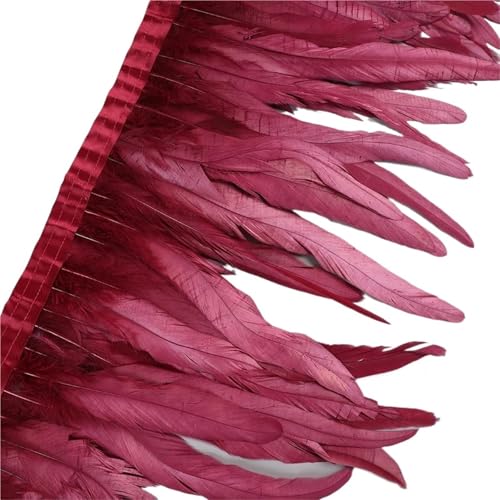 25–30 cm Hahnenfederbesatz, Hühnerfedern, Besatz, Hahnenschwanzfeder, Band, Kleid, Rock, Kostüm, Karneval, Dekoration für Bastelarbeiten Hochzeit Party Dekoration(15,2 Yards) von ZYFHYU