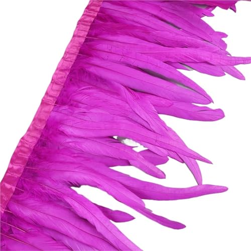 25–30 cm Hahnenfederbesatz, Hühnerfedern, Besatz, Hahnenschwanzfeder, Band, Kleid, Rock, Kostüm, Karneval, Dekoration für Bastelarbeiten Hochzeit Party Dekoration(2,2 Yards) von ZYFHYU