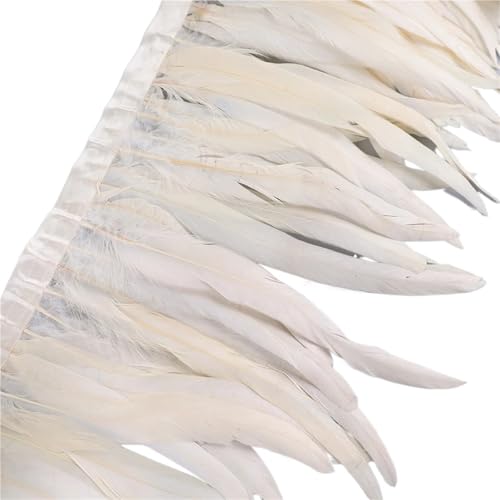 25–30 cm Hahnenfederbesatz, Hühnerfedern, Besatz, Hahnenschwanzfeder, Band, Kleid, Rock, Kostüm, Karneval, Dekoration für Bastelarbeiten Hochzeit Party Dekoration(22,2 Yards) von ZYFHYU