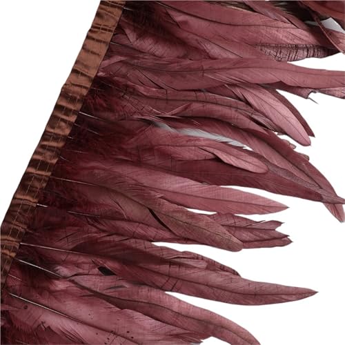 25–30 cm Hahnenfederbesatz, Hühnerfedern, Besatz, Hahnenschwanzfeder, Band, Kleid, Rock, Kostüm, Karneval, Dekoration für Bastelarbeiten Hochzeit Party Dekoration(23,2 Yards) von ZYFHYU