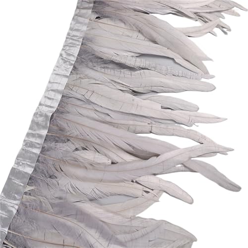 25–30 cm Hahnenfederbesatz, Hühnerfedern, Besatz, Hahnenschwanzfeder, Band, Kleid, Rock, Kostüm, Karneval, Dekoration für Bastelarbeiten Hochzeit Party Dekoration(24,10 Yards) von ZYFHYU