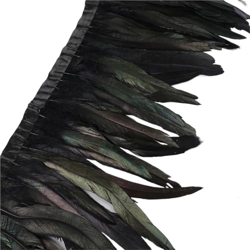 25–30 cm Hahnenfederbesatz, Hühnerfedern, Besatz, Hahnenschwanzfeder, Band, Kleid, Rock, Kostüm, Karneval, Dekoration für Bastelarbeiten Hochzeit Party Dekoration(25,10 Yards) von ZYFHYU