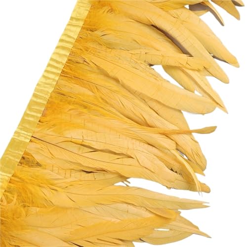 25–30 cm Hahnenfederbesatz, Hühnerfedern, Besatz, Hahnenschwanzfeder, Band, Kleid, Rock, Kostüm, Karneval, Dekoration für Bastelarbeiten Hochzeit Party Dekoration(4,10 Yards) von ZYFHYU