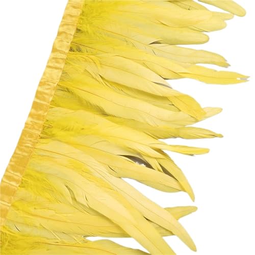 25–30 cm Hahnenfederbesatz, Hühnerfedern, Besatz, Hahnenschwanzfeder, Band, Kleid, Rock, Kostüm, Karneval, Dekoration für Bastelarbeiten Hochzeit Party Dekoration(8,2 Yards) von ZYFHYU