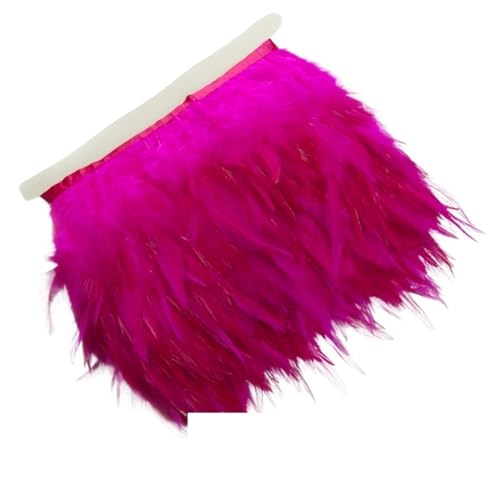5/10 Meter 10-15 cm 4-6 Zoll Huhn Hahn Schwanz Federn Trims Streifen for Hochzeit Party Kleidung Feder Trim für Bastelarbeiten Hochzeit Party Dekoration(Rose red,5m) von ZYFHYU