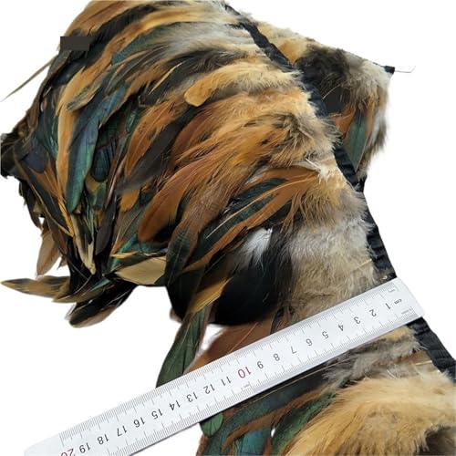 5/10 Meter 13-18CM Huhn Hahn Schwanz Federn Trims Streifen for Hochzeit Party Kleidung Feder Trim für Bastelarbeiten Hochzeit Party Dekoration(Coffee,10 Yards) von ZYFHYU