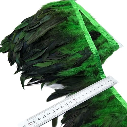 5/10 Meter 13-18CM Huhn Hahn Schwanz Federn Trims Streifen for Hochzeit Party Kleidung Feder Trim für Bastelarbeiten Hochzeit Party Dekoration(Green,10 Yards) von ZYFHYU