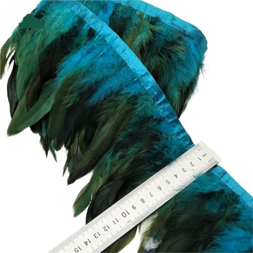 5/10 Meter 13-18CM Huhn Hahn Schwanz Federn Trims Streifen for Hochzeit Party Kleidung Feder Trim für Bastelarbeiten Hochzeit Party Dekoration(Light Blue,5 Yards) von ZYFHYU