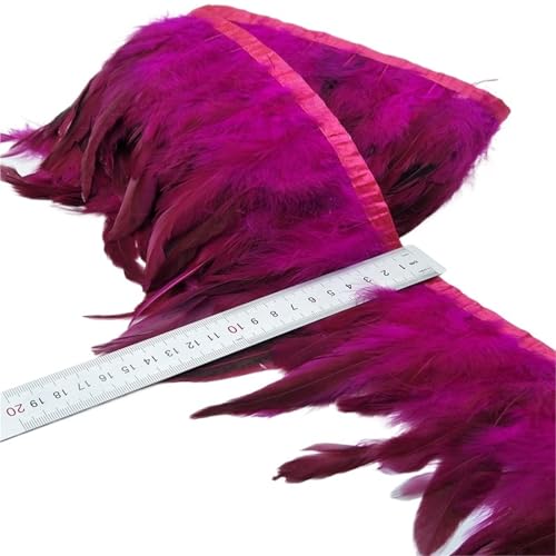 5/10 Meter 13-18CM Huhn Hahn Schwanz Federn Trims Streifen for Hochzeit Party Kleidung Feder Trim für Bastelarbeiten Hochzeit Party Dekoration(Pink,10 Yards) von ZYFHYU