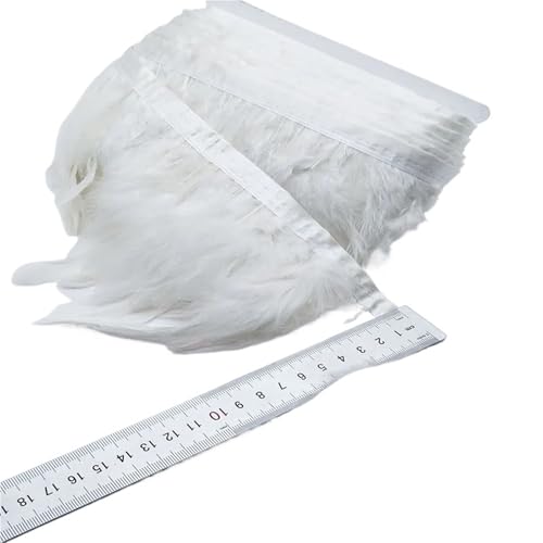 5/10 Meter 13-18CM Huhn Hahn Schwanz Federn Trims Streifen for Hochzeit Party Kleidung Feder Trim für Bastelarbeiten Hochzeit Party Dekoration(White,10 Yards) von ZYFHYU