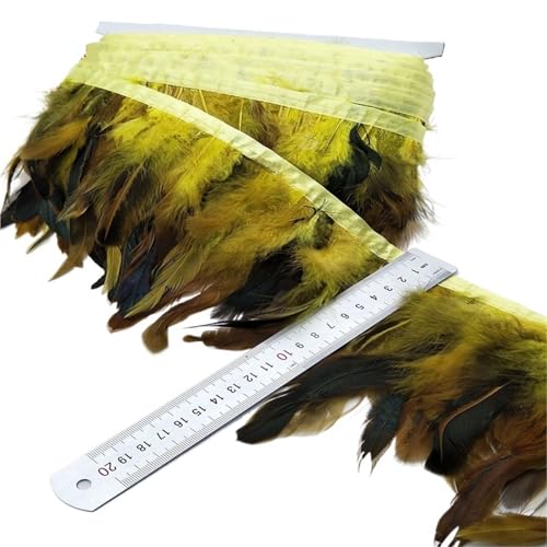 5/10 Meter 13-18CM Huhn Hahn Schwanz Federn Trims Streifen for Hochzeit Party Kleidung Feder Trim für Bastelarbeiten Hochzeit Party Dekoration(Yellow,5 Yards) von ZYFHYU