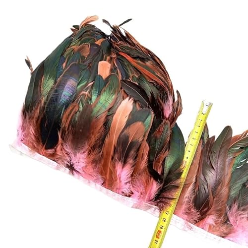 5/10 Meter natürliche Huhn-Hahn-Schwanz-Federborte, Fransenfedern for Handarbeiten, Nähzubehör, Dekoration, 13–18 cm für Bastelarbeiten Hochzeit Party Dekoration(Pink,10meters) von ZYFHYU