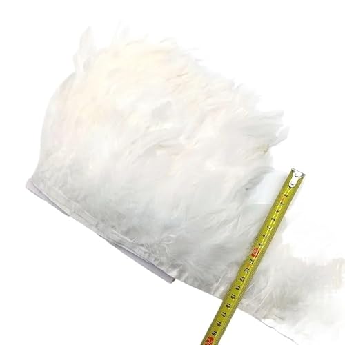 5/10 Meter natürliche Huhn-Hahn-Schwanz-Federborte, Fransenfedern for Handarbeiten, Nähzubehör, Dekoration, 13–18 cm für Bastelarbeiten Hochzeit Party Dekoration(White,10meters) von ZYFHYU