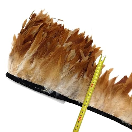 5/10 Meter natürliche Huhn-Hahn-Schwanz-Federborte, Fransenfedern for Handarbeiten, Nähzubehör, Dekoration, 13–18 cm für Bastelarbeiten Hochzeit Party Dekoration(Yellow,5meters) von ZYFHYU
