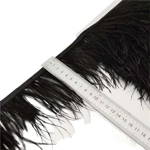 5/10 Yards Straußenfederband, Länge 8–10 cm, Federbesatz, Fransen, DIY-Kostüme, Nähen, Kleidungszubehör für Bastelarbeiten Hochzeit Party Dekoration(Black,5 Yards) von ZYFHYU