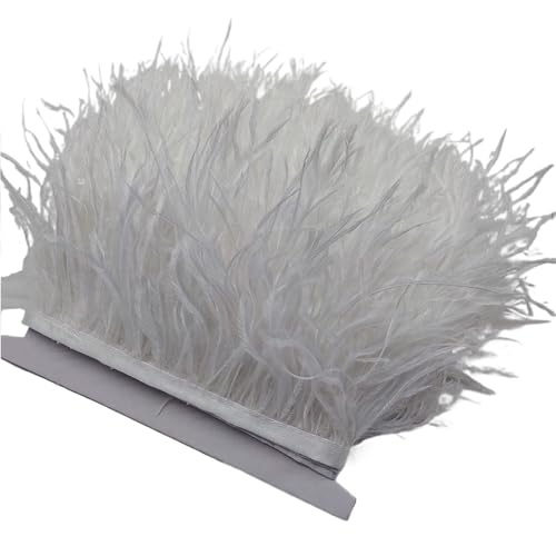 5/10 Yards Straußenfederband, Länge 8–10 cm, Federbesatz, Fransen, DIY-Kostüme, Nähen, Kleidungszubehör für Bastelarbeiten Hochzeit Party Dekoration(White,10 Yards) von ZYFHYU