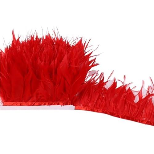 50 cm Feder Straußenfedern Band Mix Federn Trim Fransen Kleidung Nähen Dekoration für Bastelarbeiten Hochzeit Party Dekoration(Red) von ZYFHYU