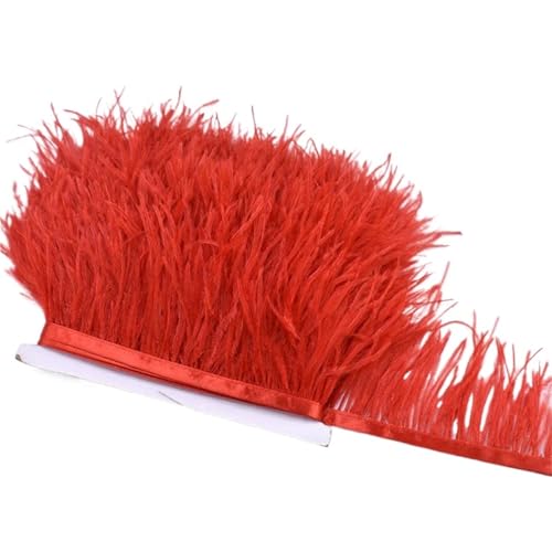 8-10 cm Federn Straußenfedern Trim Hochzeit Handwerk DIY Federband Nähen Party Handgefertigter Kopfschmuck for Karneval für Bastelarbeiten Hochzeit Party Dekoration(Red) von ZYFHYU