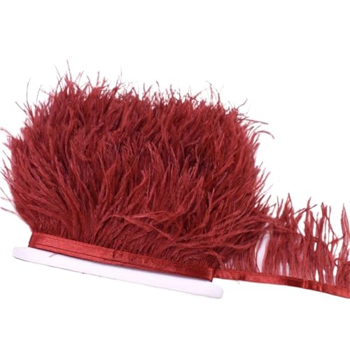 8-10 cm Federn Straußenfedern Trim Hochzeit Handwerk DIY Federband Nähen Party Handgefertigter Kopfschmuck for Karneval für Bastelarbeiten Hochzeit Party Dekoration(Wine red) von ZYFHYU